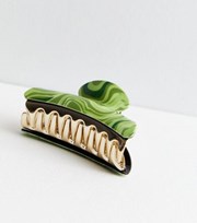 New Look Green Marble Swirl Bulldog Claw Clip